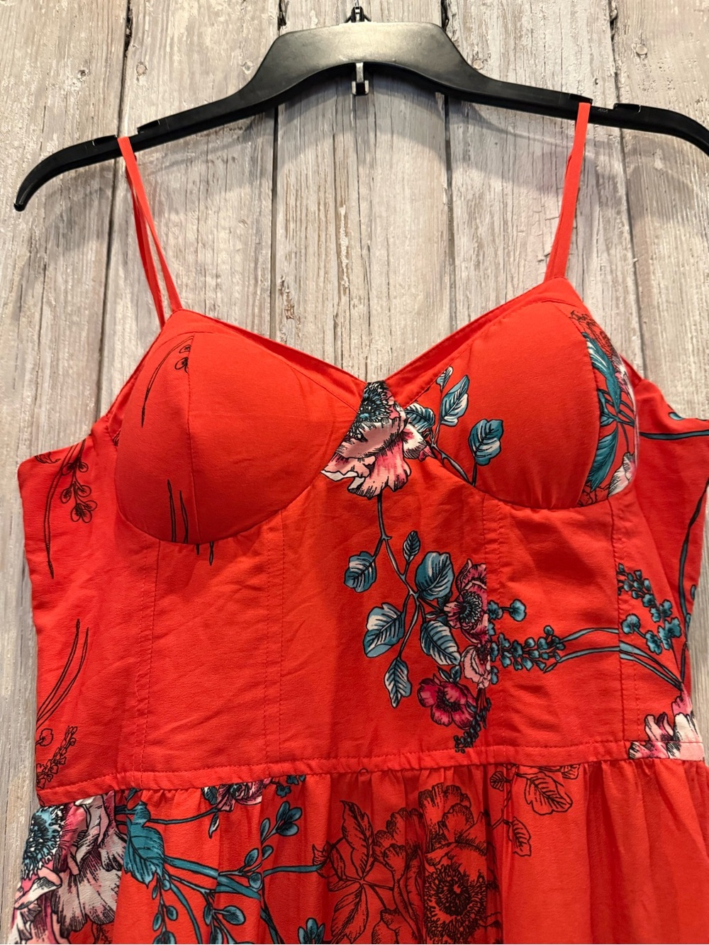 Band of Gypsies Red Floral Maxi Dress with Spaghetti Straps - Picture 7 of 9